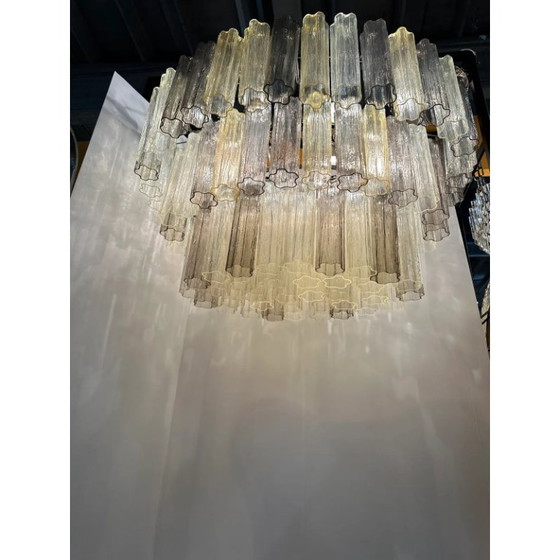 Image 1 of Lustre ovale de luxe en verre Tronchi teinté champagne