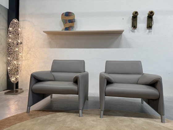 Image 1 of 2 Poltrone Leolux Felizia pelle grigia