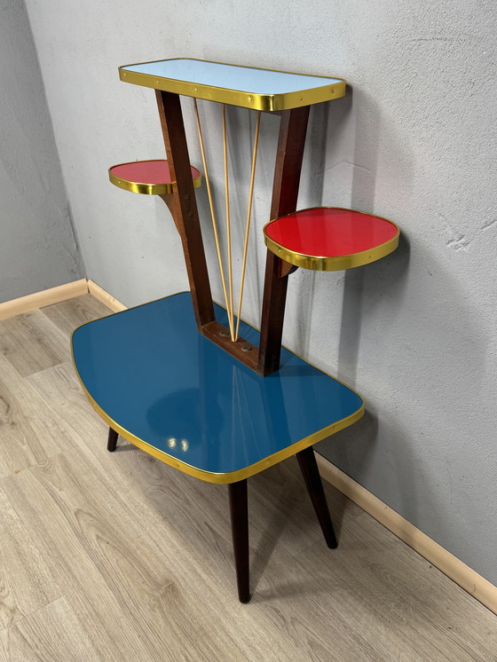 Image 1 of Vintage Formica Mid-Century Plantentafel met Space Age vibes