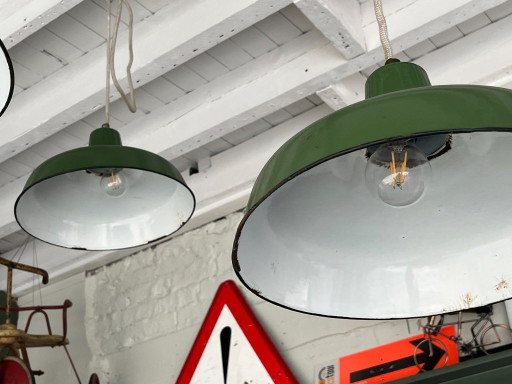 4x French industrial factory ceiling lamps