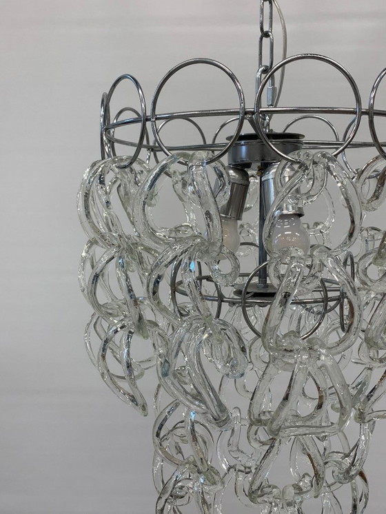Image 1 of Gerestaureerde Murano glazen kroonluchter uit de jaren 70, toegeschreven aan het bedrijf Vistosi.