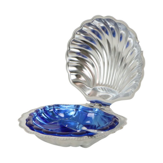 Burriera vintage a forma di conchiglia di capasanta. – Accessori da tavola, Chrome, Glass (photo 3 of 12)