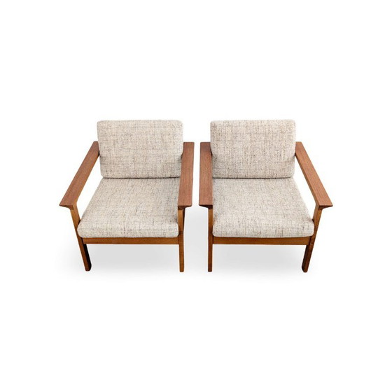 Lot de 2 Fauteuils Vintage tissu clair Vamo Møbelfabrik, Bois, Beige (photo 2 sur 9)