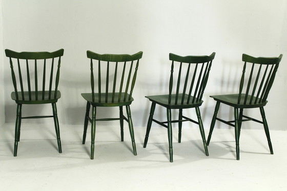 Image 1 of Chaises Ton vertes des années 1980, ensemble de 4