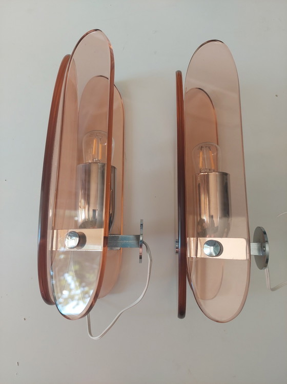 Image 1 of Set van twee Veca Murano wandlampen uit de jaren 70