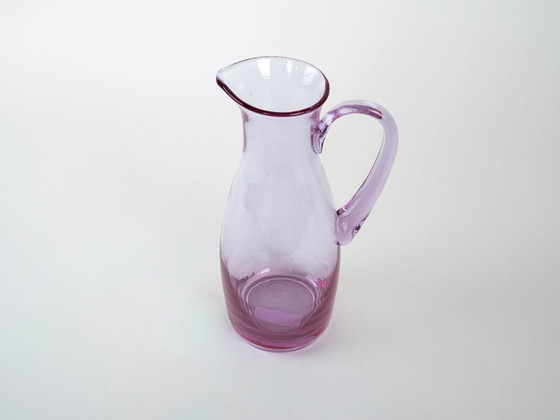 Image 1 of Carafe en verre rose, design italien, années 1970, fabriquée en Italie