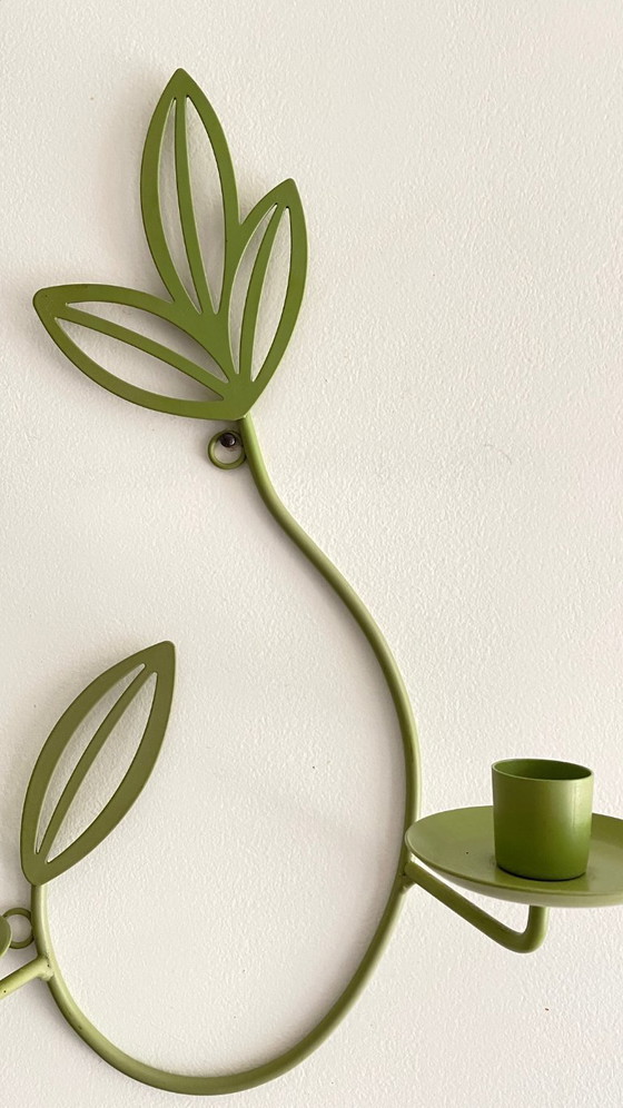 Image 1 of Portacandele da parete in metallo verde