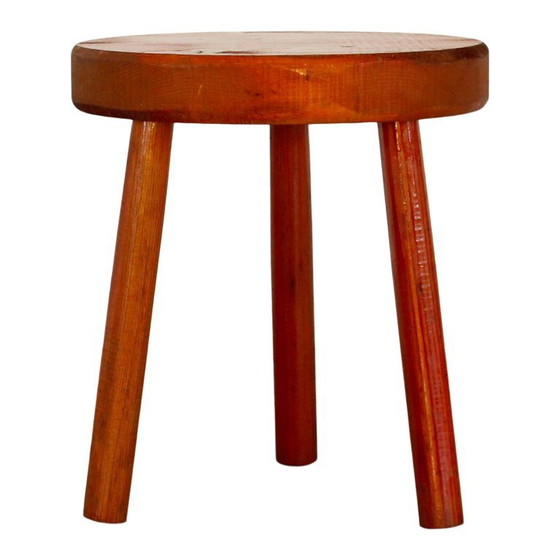 Image 1 of 2x fir wood stools in the style of the "Méribel" model by Charlotte Perriand, Italy, 1960s