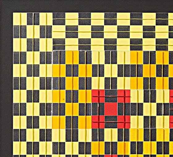 Image 1 of Françoise Luciani Orangefarbene Schachbrett-Collage aus Papier