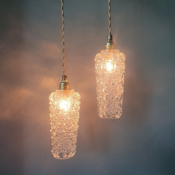 Set Lampade a sospensione Vintage Texture Vetro - Design Mid-century. – Metal (photo 19 of 20)