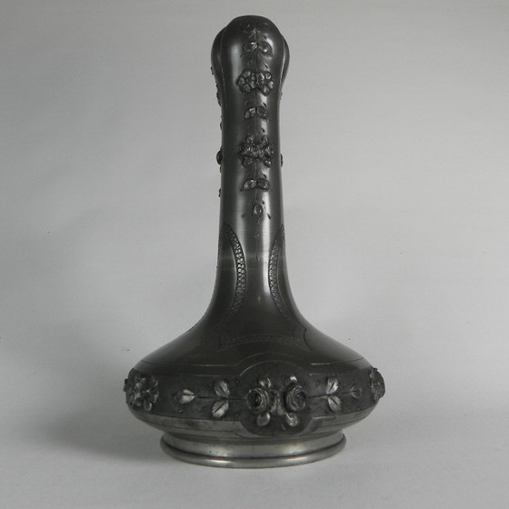 Image 1 of Pewter Art Nouveau vase signed Pechez, early 20th century