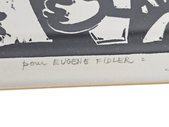 Image 1 of Eugène FIDLER (1910-1990) - Lino engraving originale - 'Pour Eugene Fidler' - 6/100