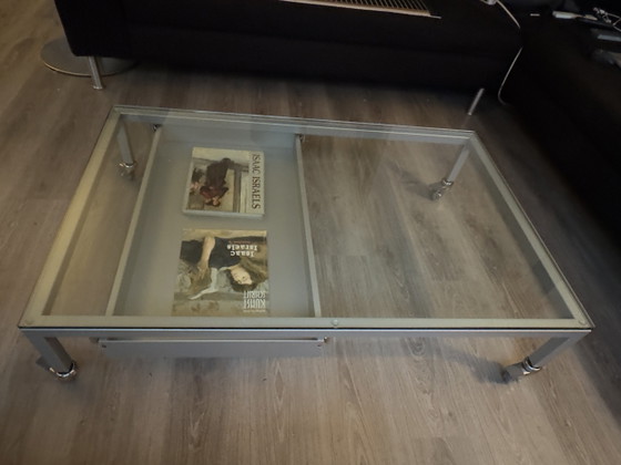 Design salontafel op wielen met lade – Desalto, Glass, Metal (photo 14 of 15)