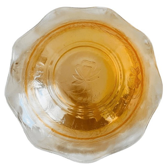 Image 1 of Bol vintage Jeanette Floragold Louisa en verre ondulé, années 1950