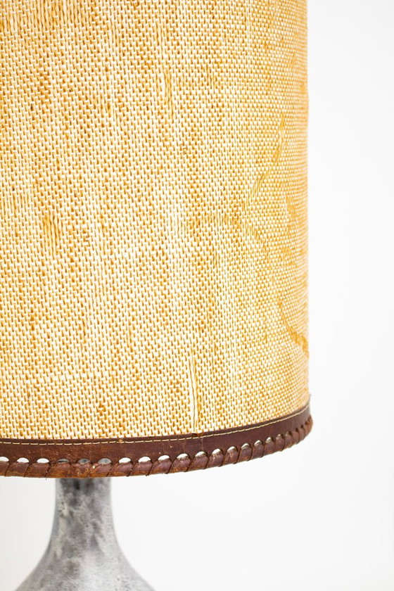 Image 1 of Lampe de table en céramique Walter Gerhards avec abat-jour vintage brun
