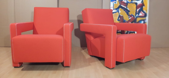 Image 1 of Cassina 2 Poltrona 637 Utrecht Nuova Mai Usata Lampo Rosso Lana 13L