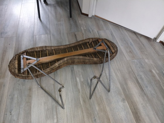 Banc en osier style cacahuète, rotin vintage, design rétro « Ikea années 90 » – Wicker (photo 4 of 5)