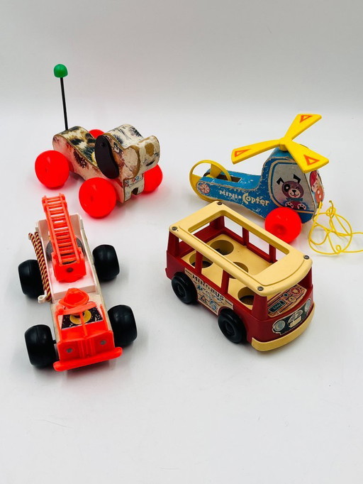 Lot de 4 jouets en bois Fisher-price années 60