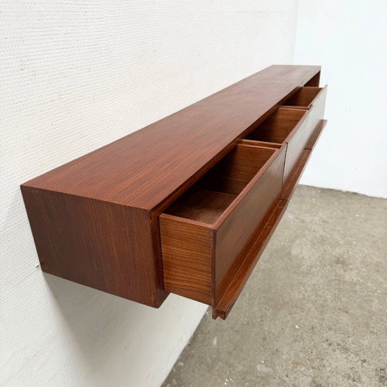 Teak Wall cabinet with drawers, Wood, Brown, Mid Century Modern (photo 3 of 7)