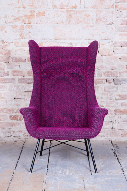 Fauteuil à oreilles original du milieu du siècle, Miroslav Navratil, fibre plastique, tchèque, années 1950 (photo 2 of 10)