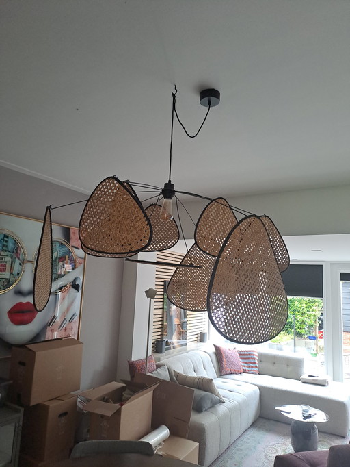 Pendant lamp screen cannage natural