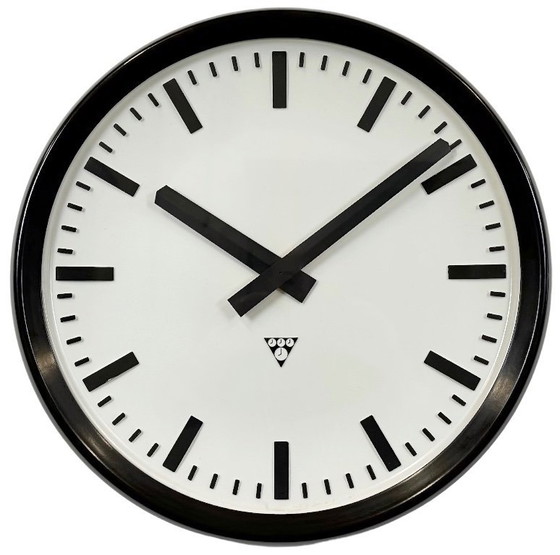 Image 1 of Large Industrial Bakelite Factory Wall Clock from Pragotron, 1960s