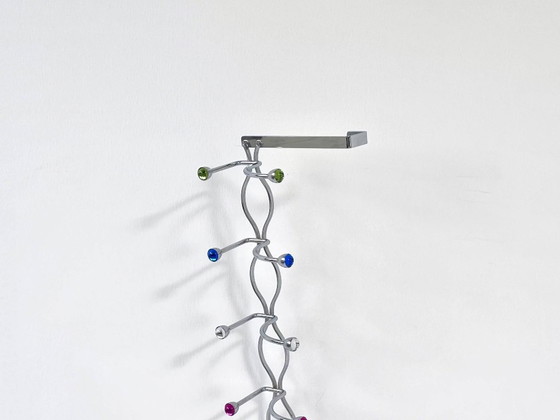 Portemanteau vintage de porte avec boutons colorés, Portemanteaux, Métal, Verre, Argenté, Modern (photo 5 sur 8)