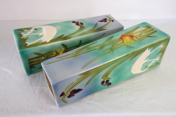 Image 1 of Coppia di vasi in barbotine di Saint Clement H 39 cm circa 1900