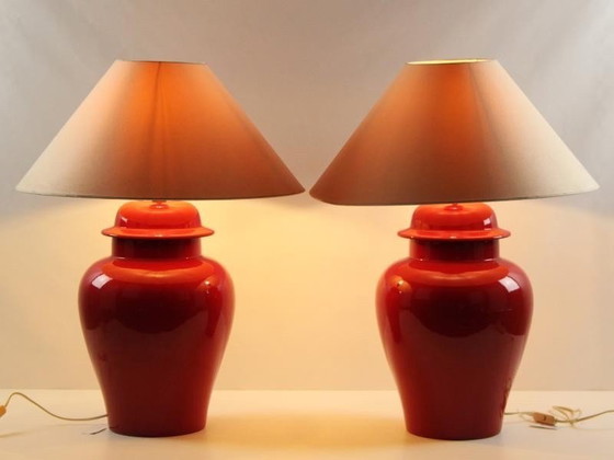 Image 1 of Zwei keramische Tischlampen "Kostka Frankreich"