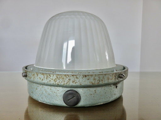 Genuine "Holophane" Wall Lamp Factory, Industry, Loft Decoration, France, 1960