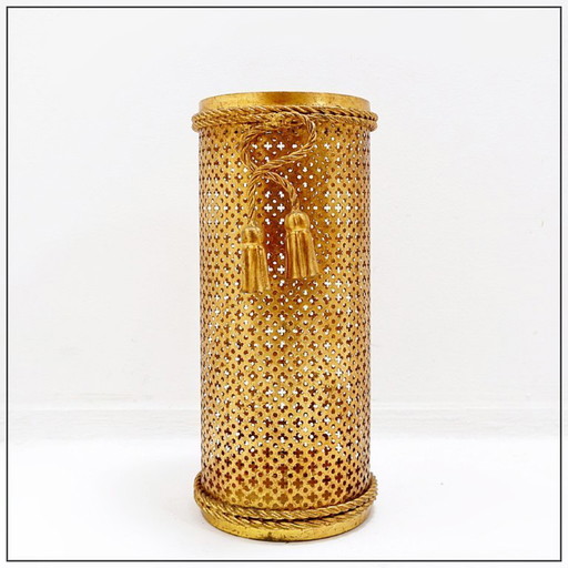 Portaombrelli placcato oro in stile Hollywood Regency di Li Puma, Firenze, Italia, anni '50