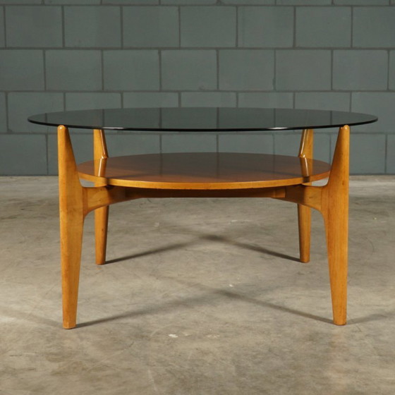 Vintage Walnut Coffee Table – Wilhelm Renz – 1960s – Glass, Wood (photo 4 of 15)