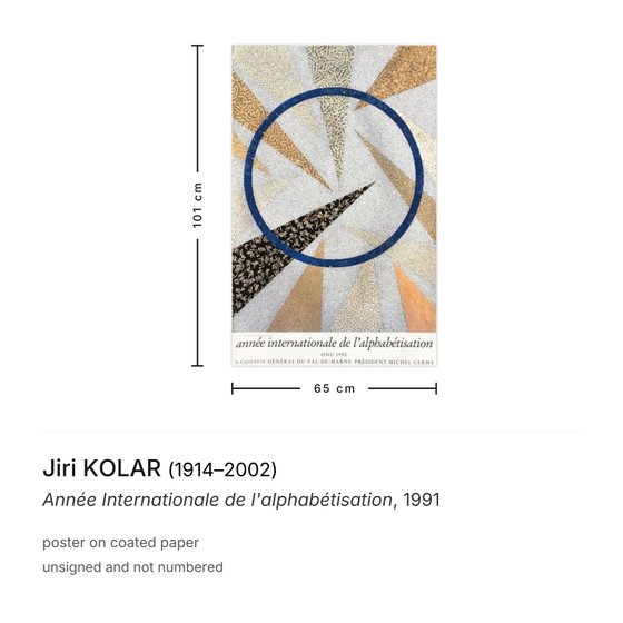 Poster van Jiri Kolar ter gelegenheid van het Internationale Jaar van de Geletterdheid 1991. – Paper (photo 3 of 5)