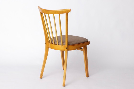 Image 1 of Vintage Beech Wood Kitchen Chair – 1960s German Design, Grey Upholstery, Restored