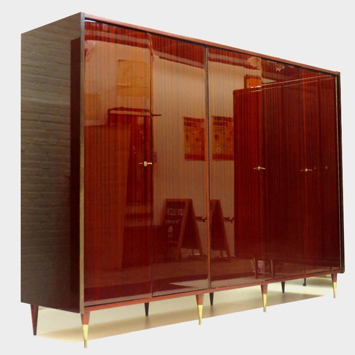 Large XL vintage mid-century design wardrobe in mahogany, 1960s