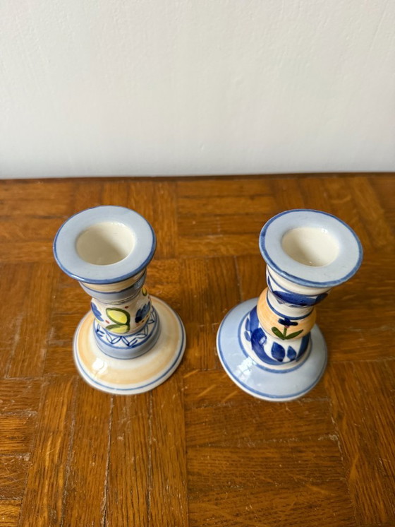 Image 1 of Pair of Ceramic Candlesticks