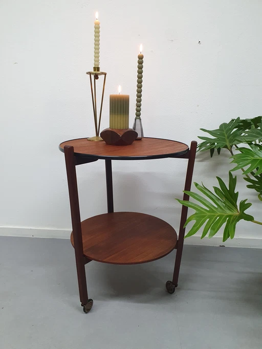 Mid - Century Trolley/Barcart Teak. Vintage Bar Cart Round.