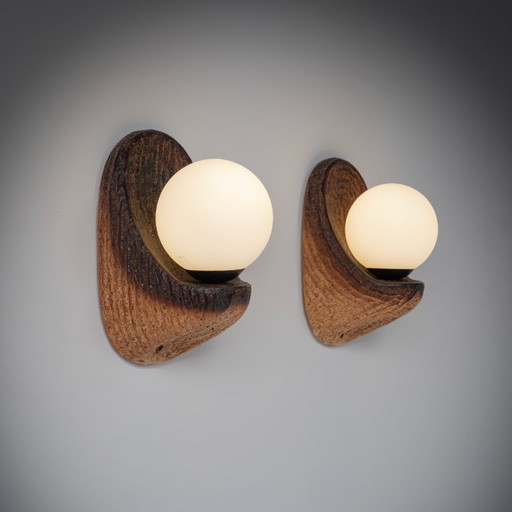 Eartly Ceramic Wall Lamp by Doria Leuchten, Germany, 1970s, Set of 2 – wandlampen, Glass