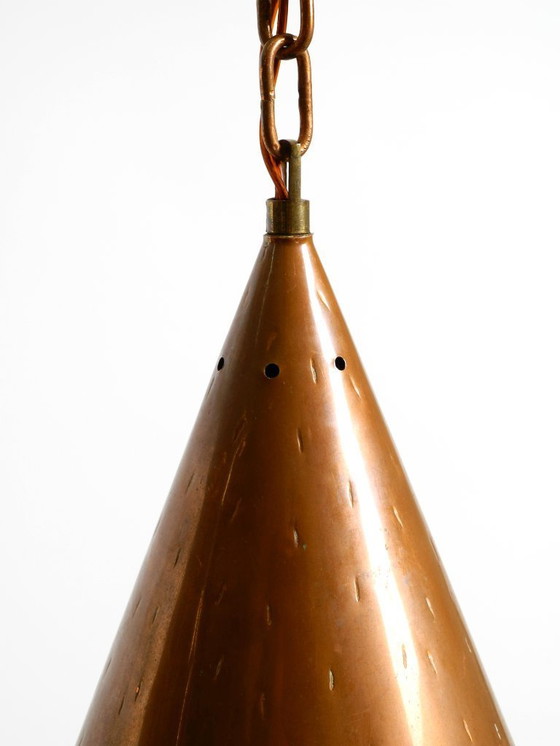 Image 1 of 1960s cone pendant lamp in copper by TH. VALENTINER Copenhagen, Made in Denmark
