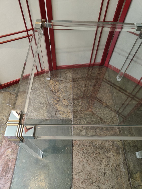 Image 1 of Quadratischer Salontisch aus Acrylplexiglas mit Glasplatte