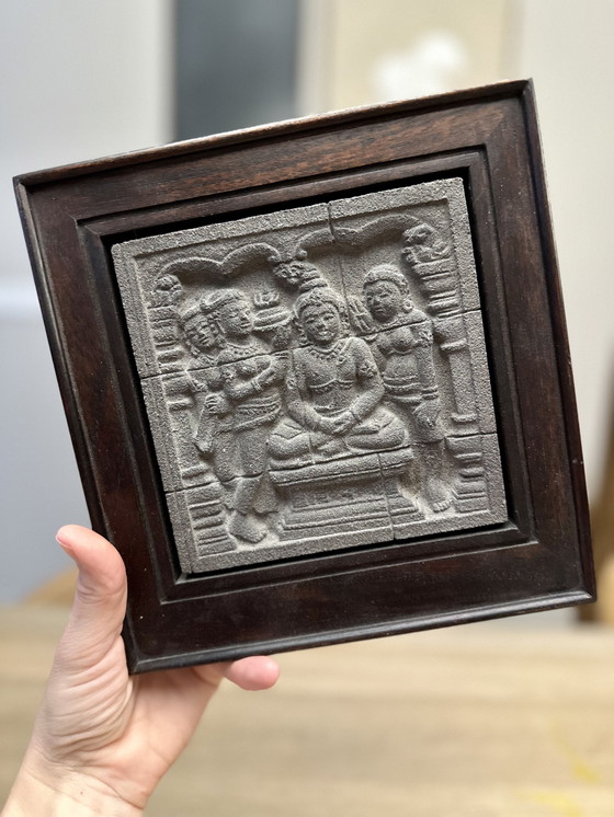 Image 1 of Gerahmtes Steinrelief – Nachbildung von Borobudur – Java, Indonesien