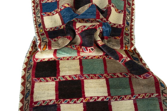 Image 1 of Hand-knotted Gabbeh Nomadic Carpet 280 X 104 Cm - Colored Mosaic Look