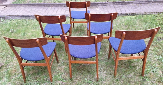 Image 1 of Mid Century Set of 6 Teak Dining Chairs by Farstrup, Denmark 1960s