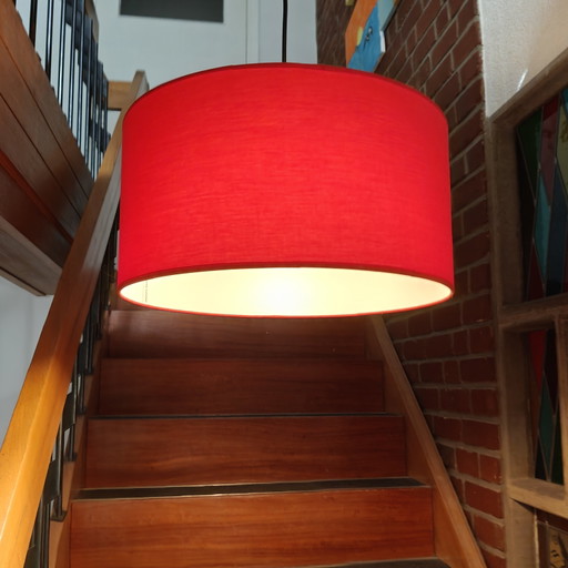 Lampada a sospensione Stéphane Davidts Ø40 cm – Paralume in tessuto rosso