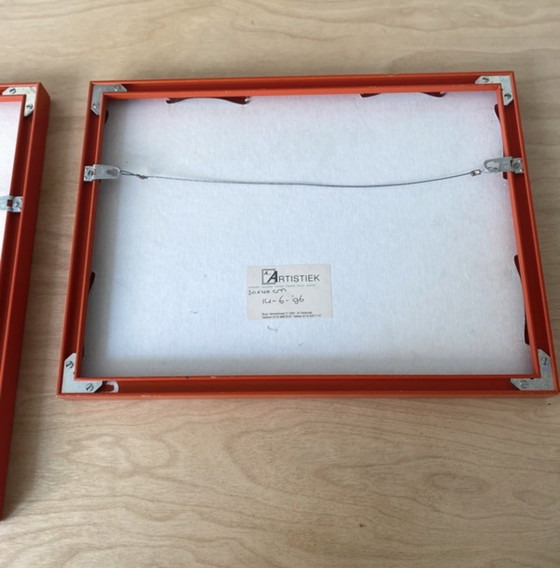 Image 1 of Dos marcos naranjas con impresión offset, dibujos de Miffy de 1996