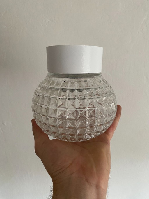 Vintage-Deckenleuchte aus gepresstem Glas mit geometrischer Form, 1970er Jahre – wandlampen