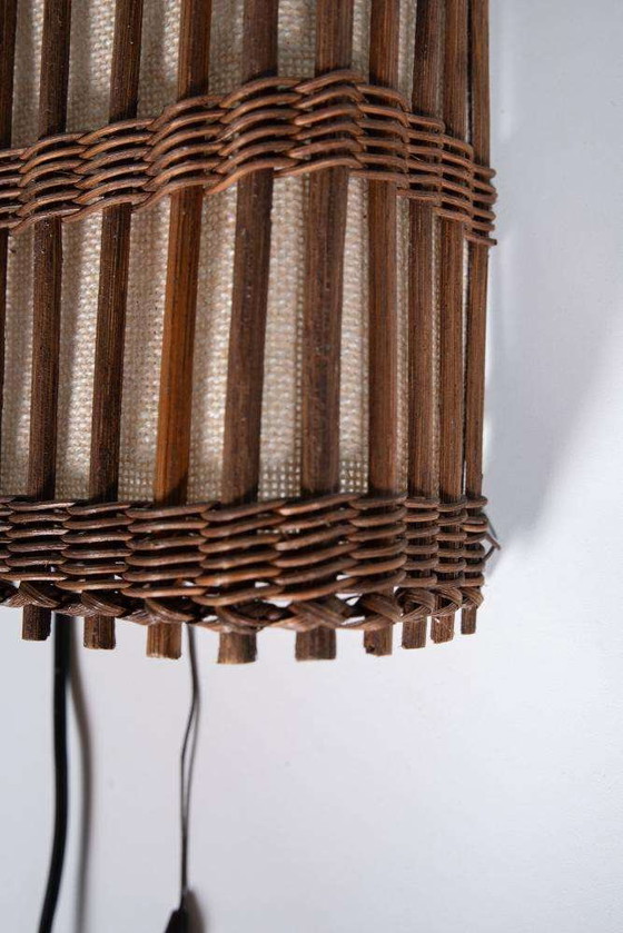 Image 1 of Japandi Wall lamp 70s boho wall scone rattan