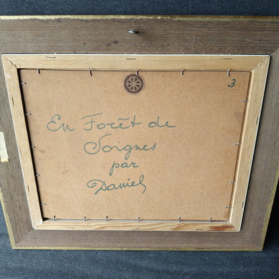 Image 1 of Beautiful and large Framed Belgian Forest Painting by Daniel Pierot (1896–1981) – Warm Vintage Atmosphere