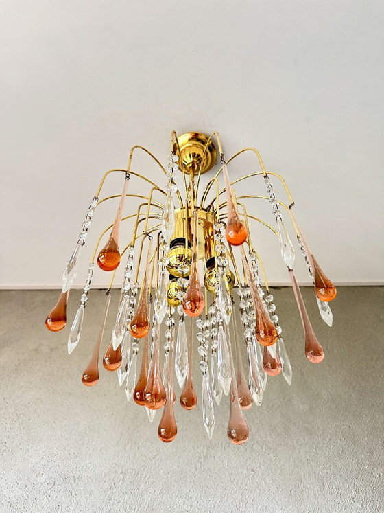Lustre vintage rose en forme de goutte – Glass, Metal (photo 9 of 10)