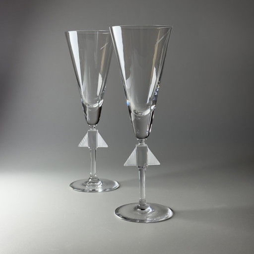 Paar Art Deco kristallen champagneglazen - Royales de Champagne, Frankrijk